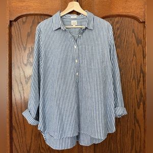 J. Crew Blue & White Stripe Popover Tunic